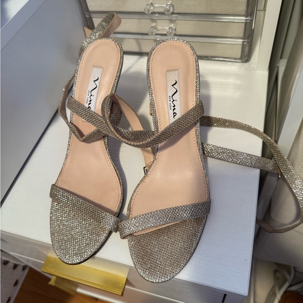 Nina Shoes Sparkling Silver Heels
